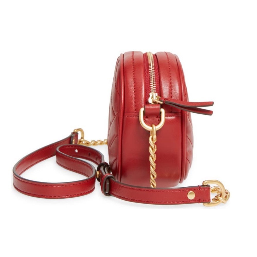 Tory Burch Kira Small Camera Bag Red NWT Gold Chain Link Strap - Picture 6 of 14